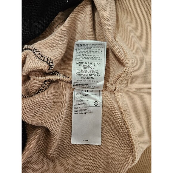 Adidas Originals Women's Beige Black Logo Tape Cropped Hoodie Sweatshirt Size 32 - Picture 11 of 12
